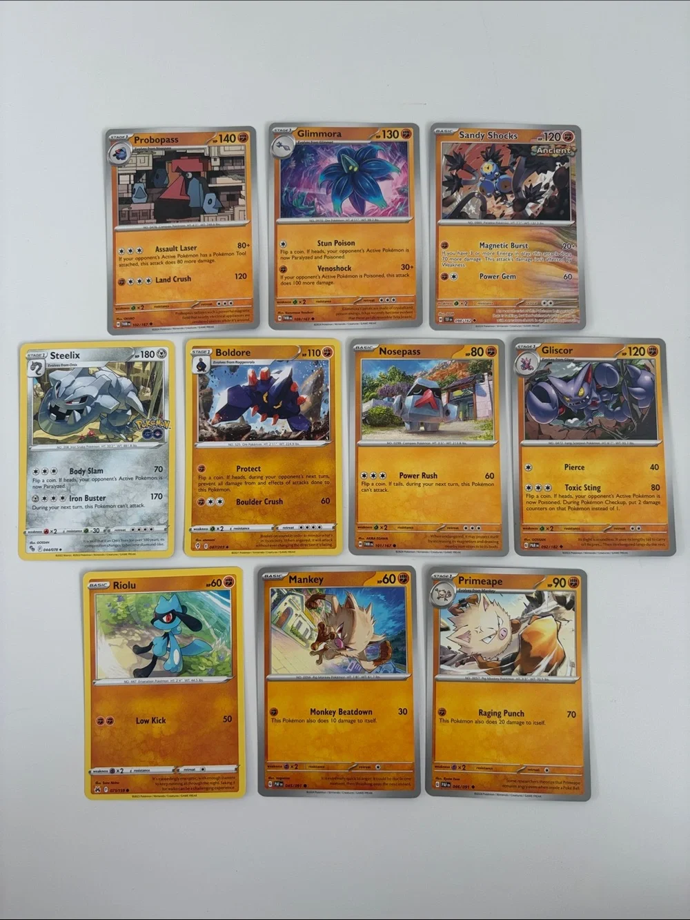 🪨 Rock & Fighting Pokémon Card Lot | Steelix Riolu Mankey Nosepass ✨5/$25✨